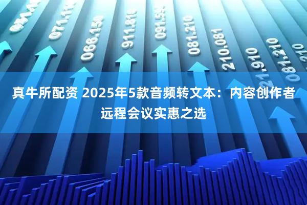 真牛所配资 2025年5款音频转文本:内容创作者远程会议实惠之选